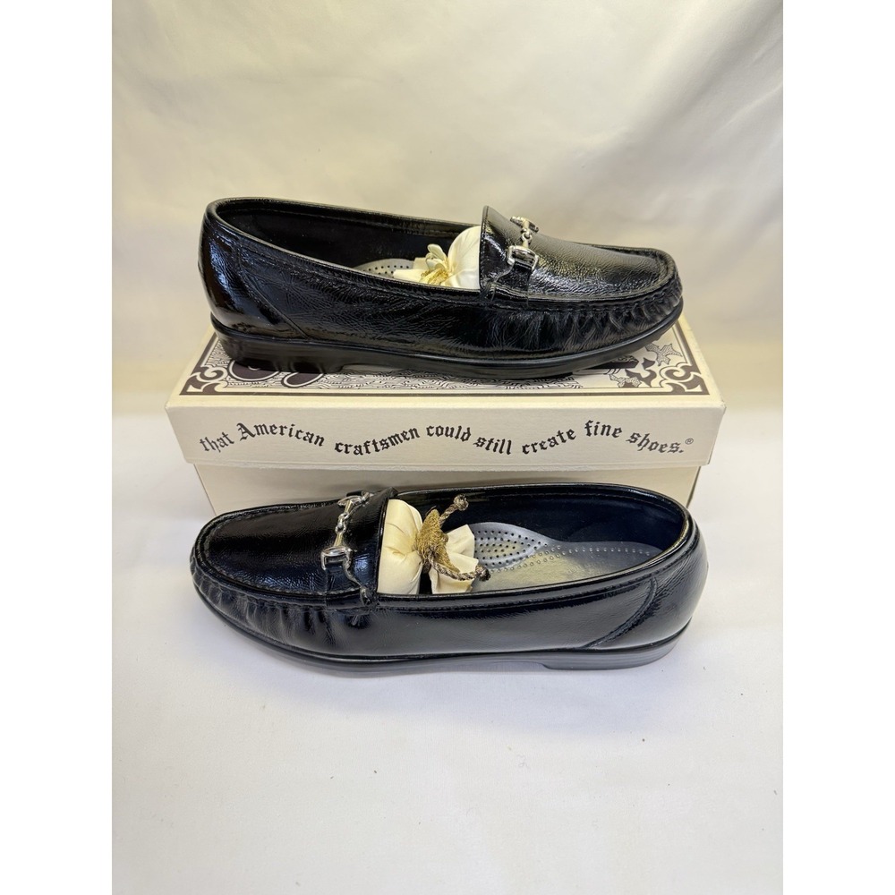 SAS Metro Loafers Women's 9N Black Patent Leather Slip On Comfort Shoes